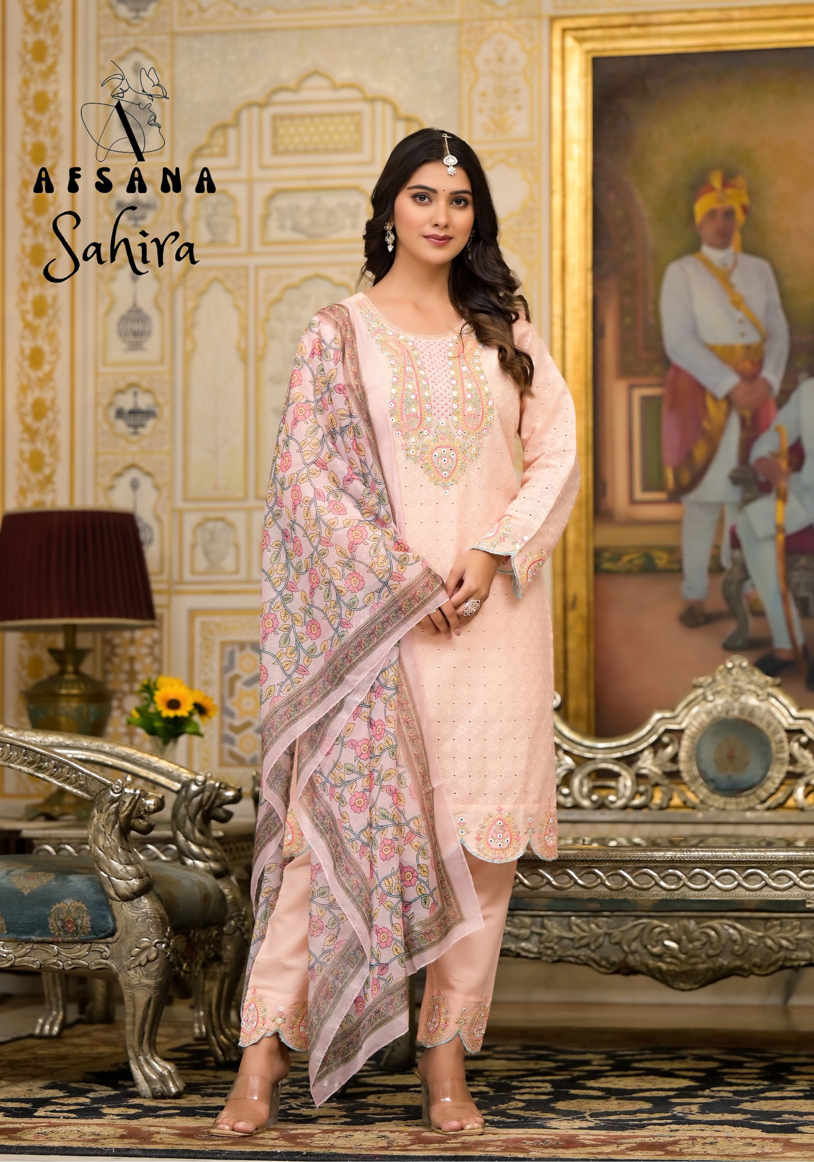 Sahira By Afsana Size Set Schiffli Work Designer Readymade Suits Wholesale Shop In Surat